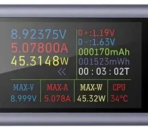 Voltímetro digital tester USB-C DC 4-30V 0-12A